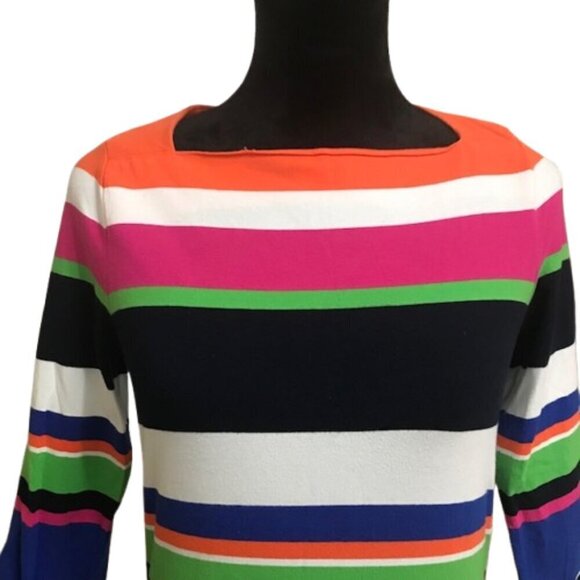 LAUREN Ralph Lauren Women's Striped Multi Color Top 3/4 Sleeves Size Medium - Picture 3 of 7